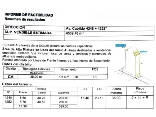 Terreno en venta en AV CABILDO al 4200, Nuñez, CABA