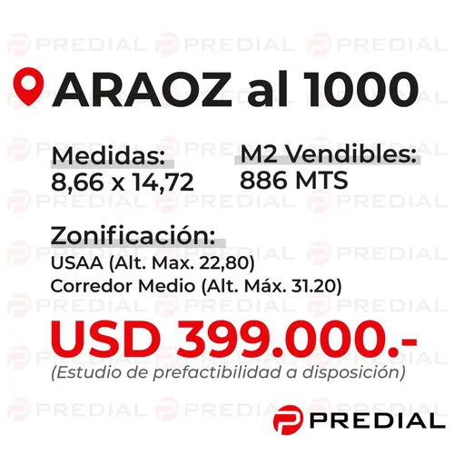 Terreno en venta en Araoz al 1000, Villa Crespo, CABA