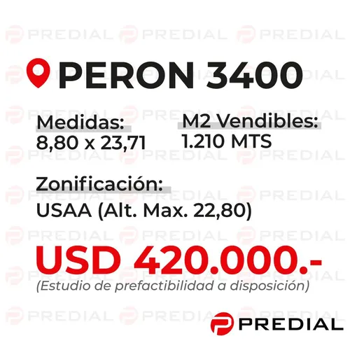 Terreno en venta en PERON al 3400, Almagro, CABA
