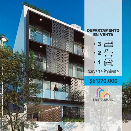Departamento en venta en Anaxágoras, Narvarte Poniente, Narvarte, Benito Juárez, Ciudad de México