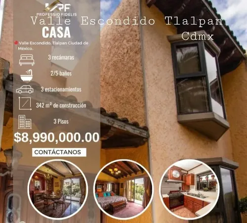 Casa en venta en Cercanía de Valle Escondido, Valle Escondido, Tlalpan, Ciudad de México